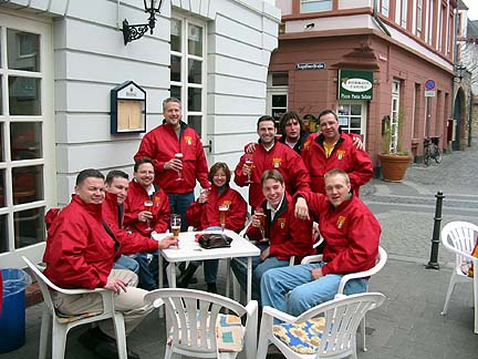 Members enjoy a beer on our first afternoon in Germany.